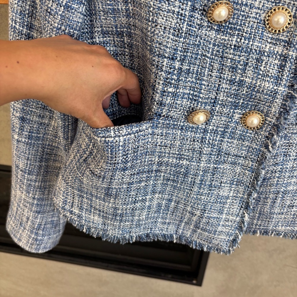 Maeve by Anthropologie Jacket Blazer Tweed Double Breasted, Size 00 - Picture 7 of 16